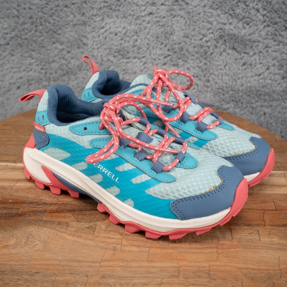 Merrell Moab Speed 2 Low A/C Youth Kids Size 1y Waterproof Hiking Blue Pink Shoe